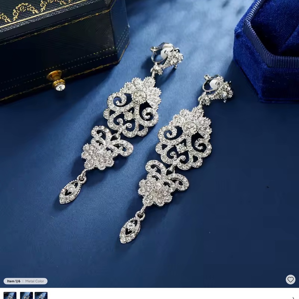 Silver & Crystal Bride Clip-on Earrings